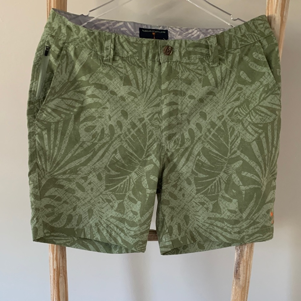 PALM FROND LEAF dress shorts in swim fabric